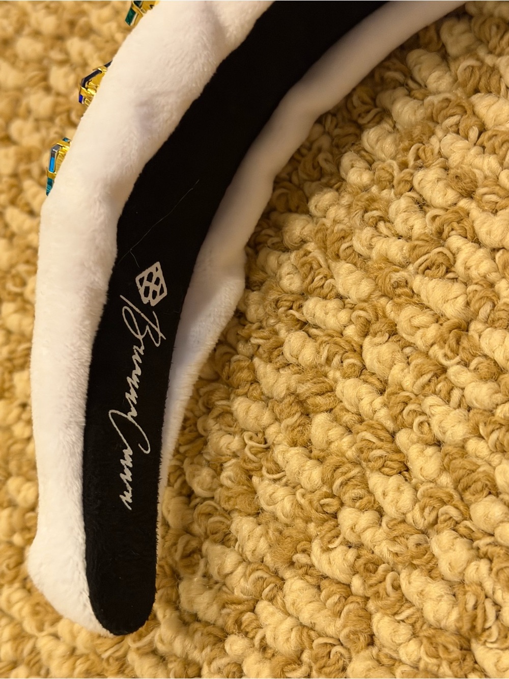 Brianna Cannon White Velvet Headband with Confetti Rainbow Crystals NWT - Picture 7 of 8